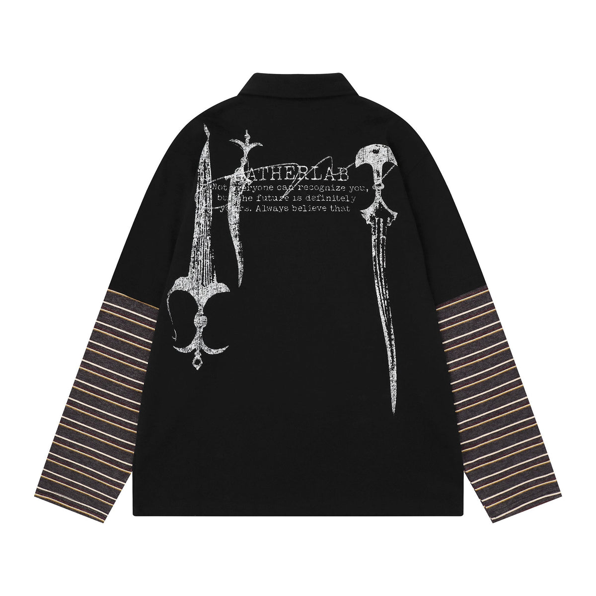 Madxmarx Layered Graphic Long Sleeve Polo