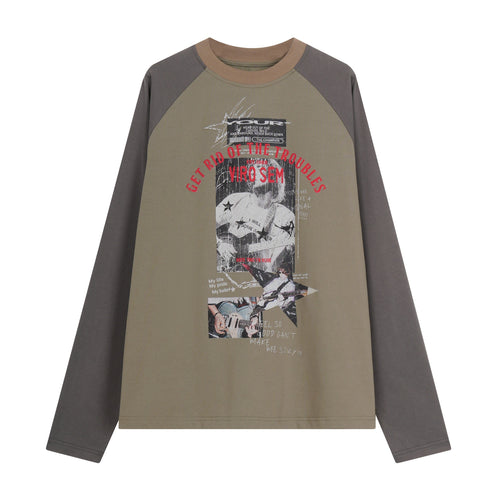 Madxmarx Raglan Graphic Long Sleeve Tee - M / Green