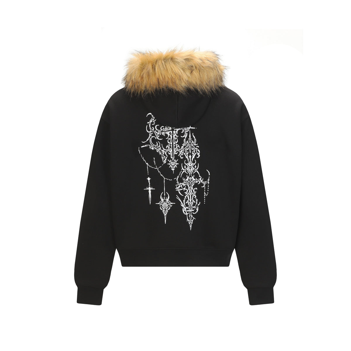Madxmarx Gothic Fur Hood Zip Hoodie