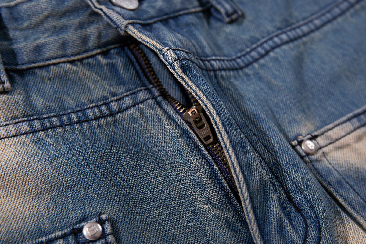 Madxmarx Spray-Fade Graffiti-Jeans mit weitem Bein
