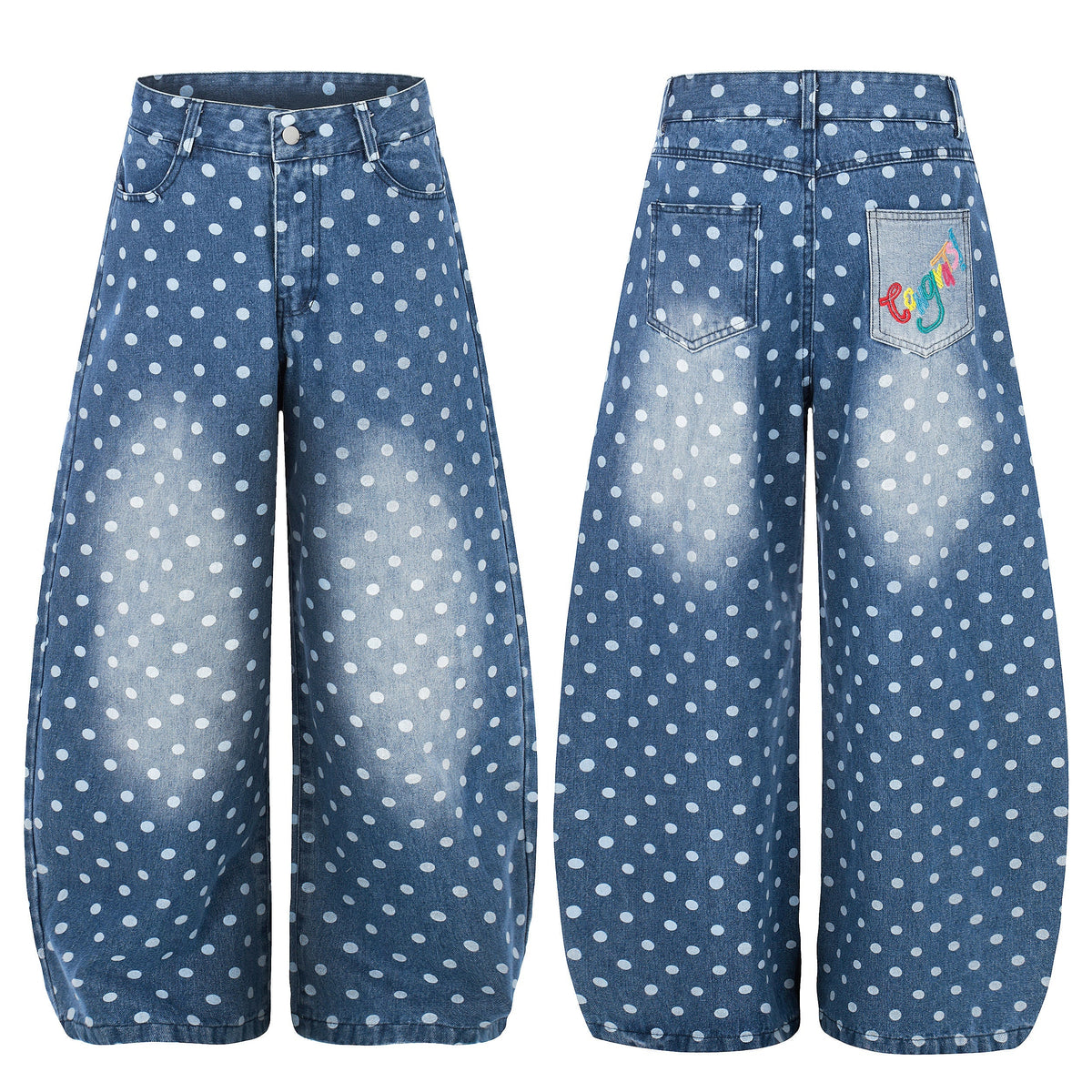 Madxmarx Jeans aus gewaschenem Denim mit Punkten