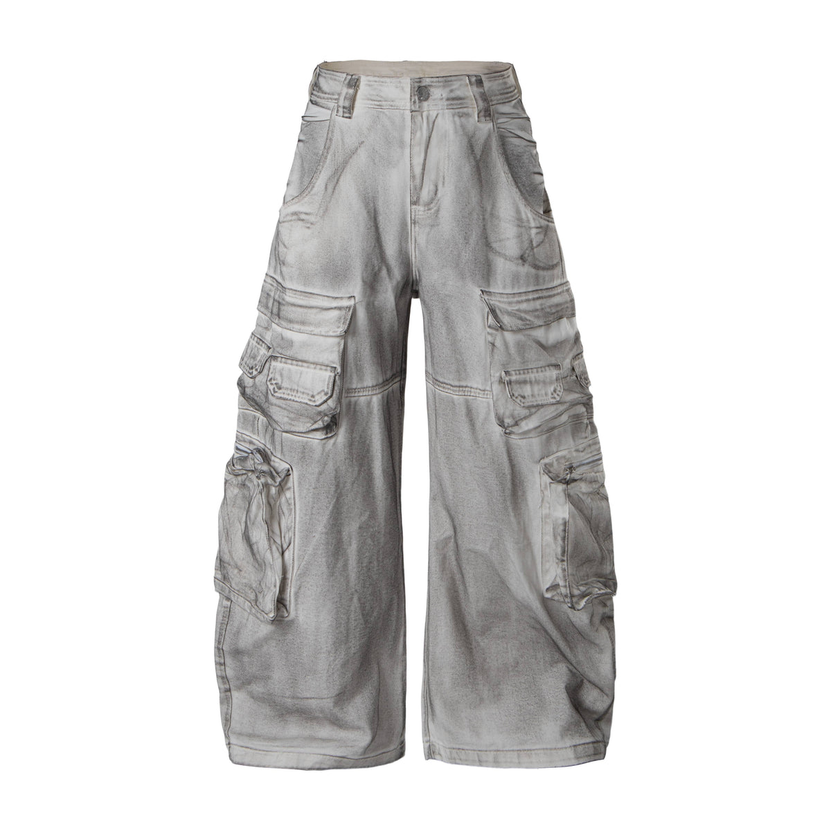 Madxmarx Multi-Pocket Washed Cargo Jeans