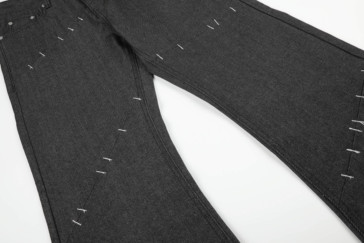 Madxmarx Stitched Detail Wide-Leg Jeans