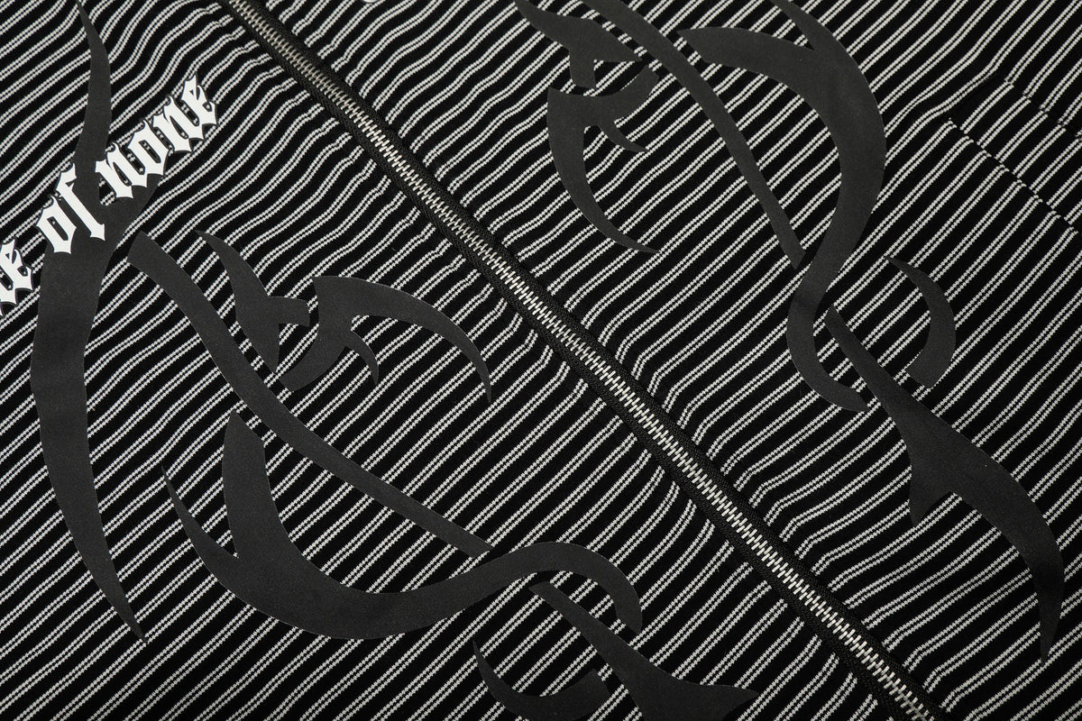 Madxmarx Striped Graphic Zip Hoodie