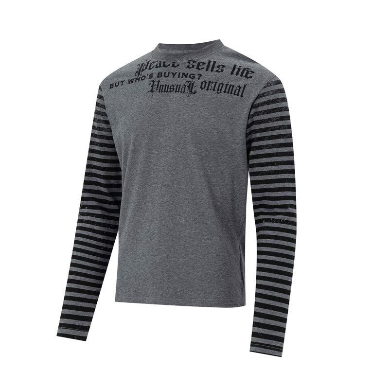 Madxmarx Striped Sleeve Gothic Graphic Long Sleeve Tee