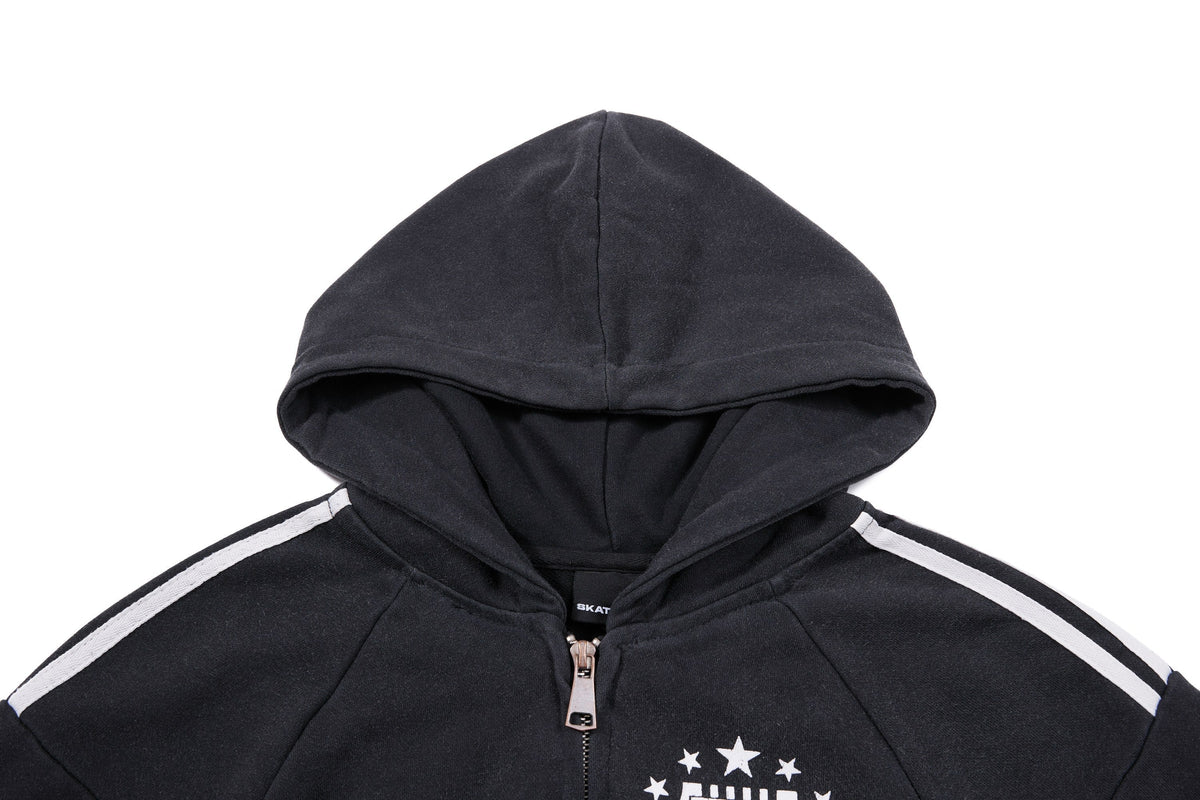 Madxmarx Washed Crest Graphic Zip-Up Hoodie