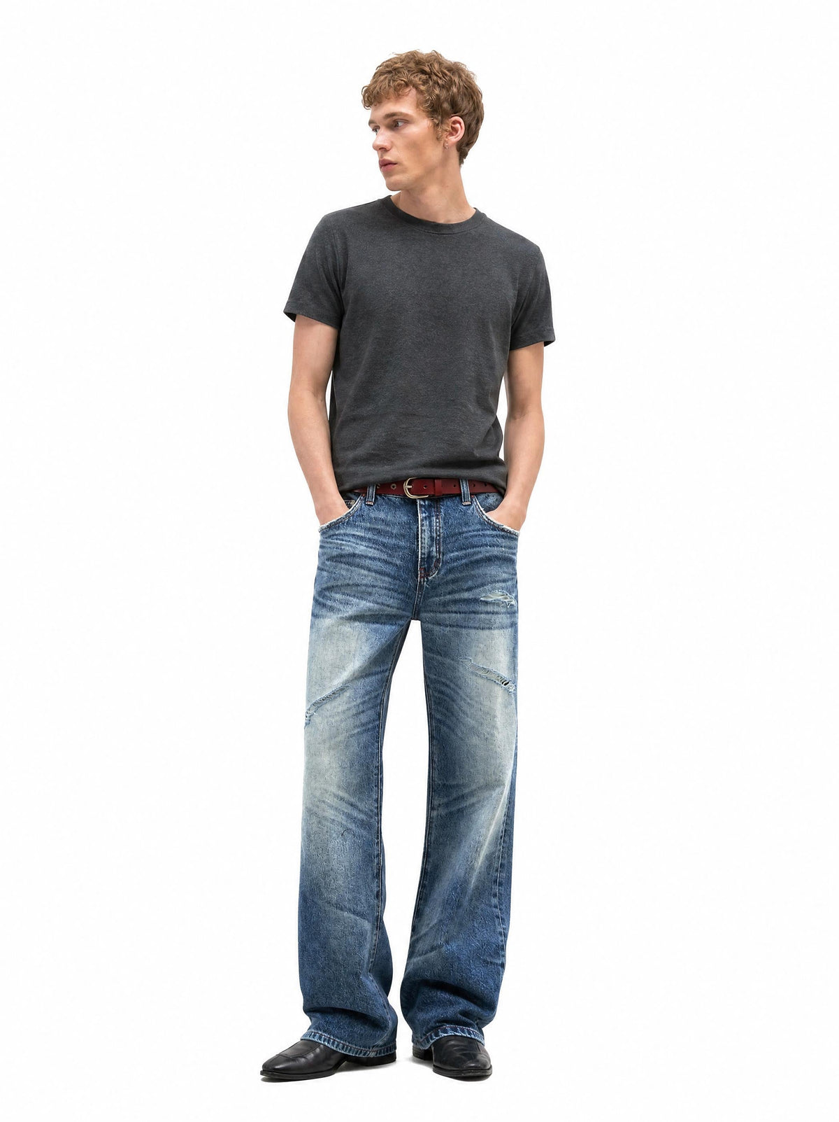 Madxmarx Washed Distressed Baggy Jeans