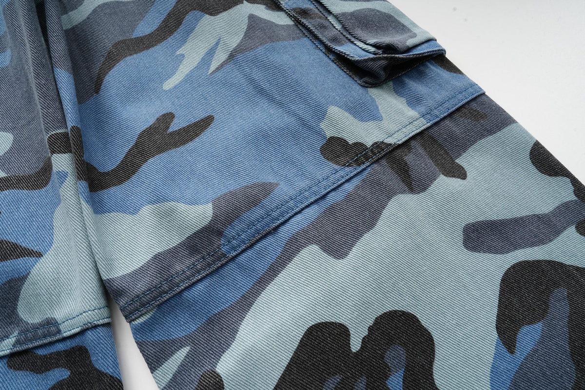Madxmarx Blue Camo Cargo Pants