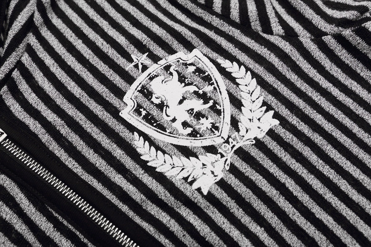 Madxmarx Striped Crest Zip-Up Hoodie