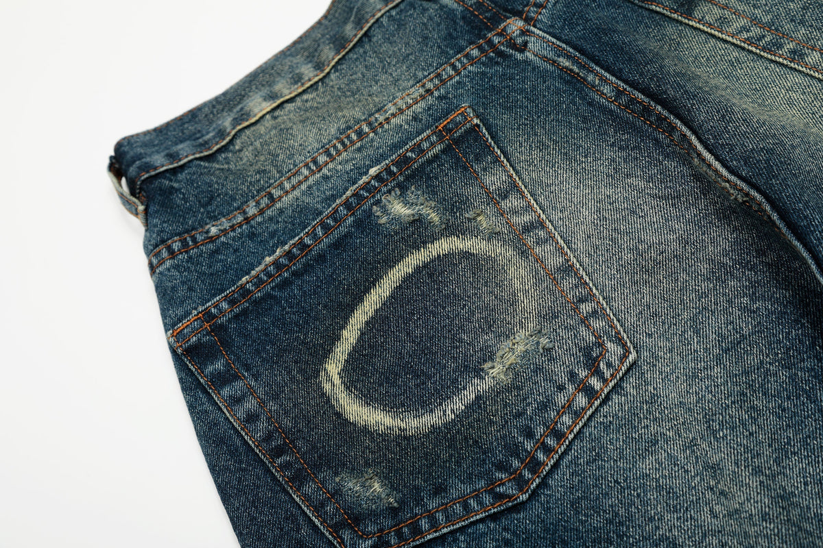 Madxmarx Vintage-Waschung Wide-Leg-Jeans