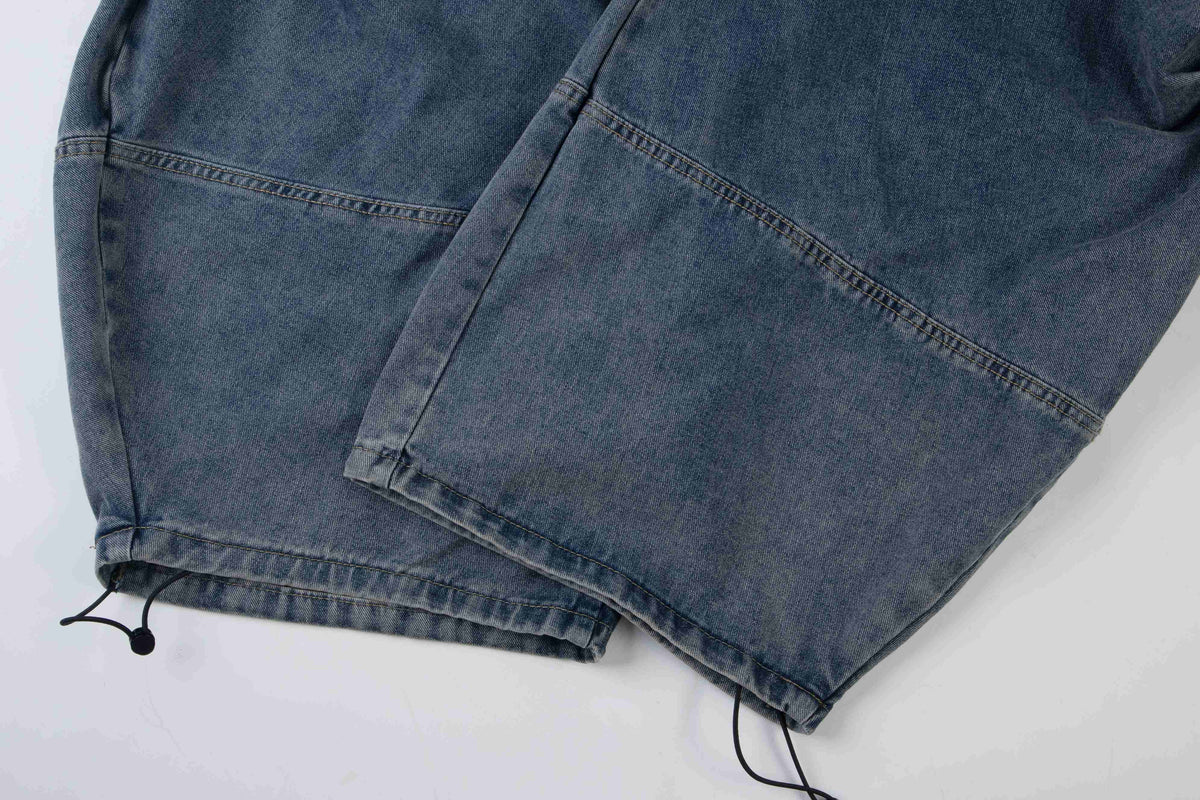 Madxmarx Layered Plaid Baggy Jeans