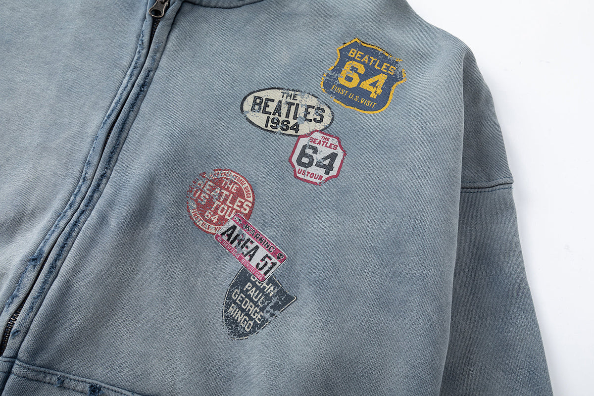 Madxmarx Vintage Patch Zip-Up Hoodie