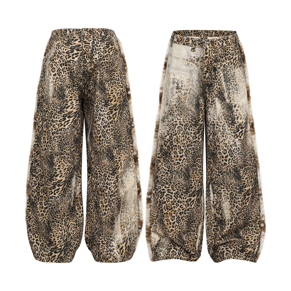Madxmarx „Weite Jeans mit Leopardenfellbesatz“