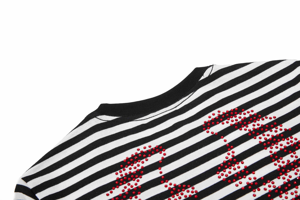 Madxmarx Rhinestone Stripe Tee