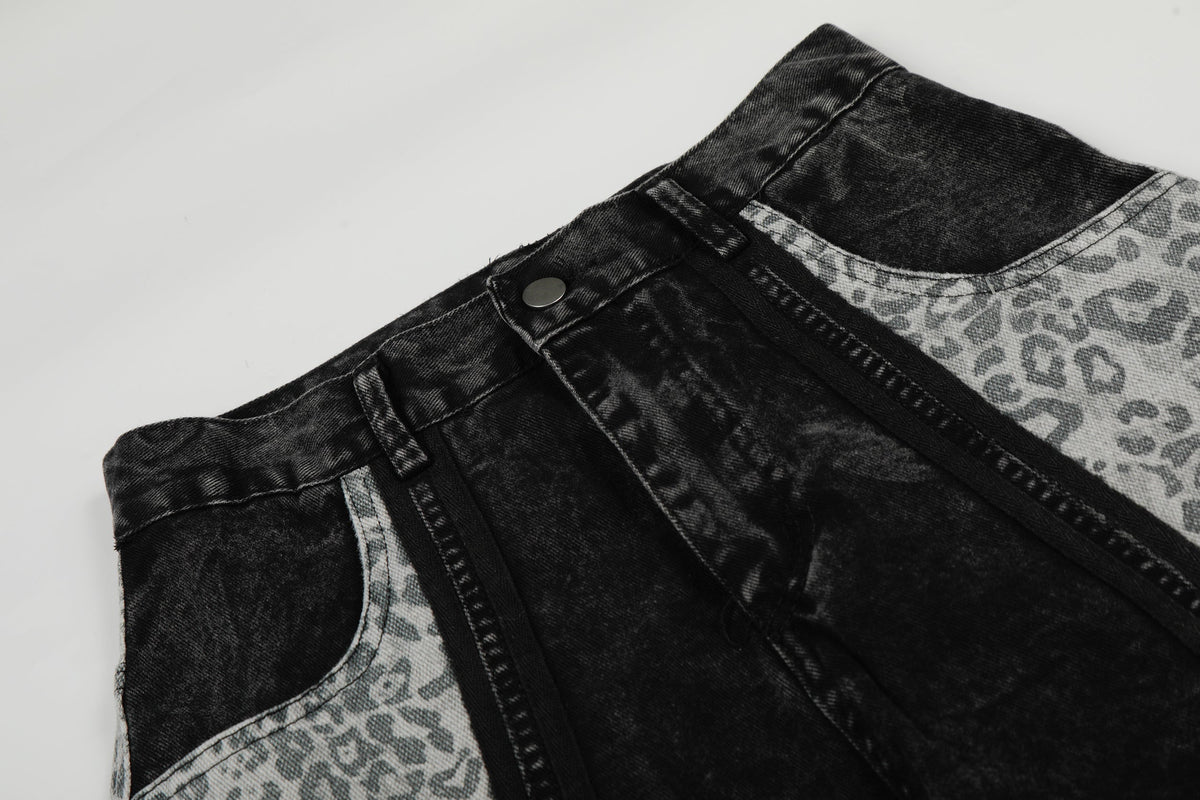 Pantalon en jean à empiècement léopard Madxmarx