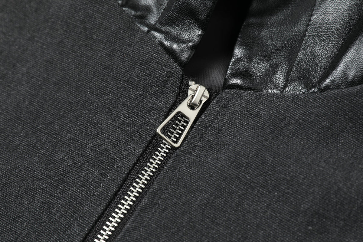 Madxmarx Hybrid Vegan Leather Hooded Zip Jacket