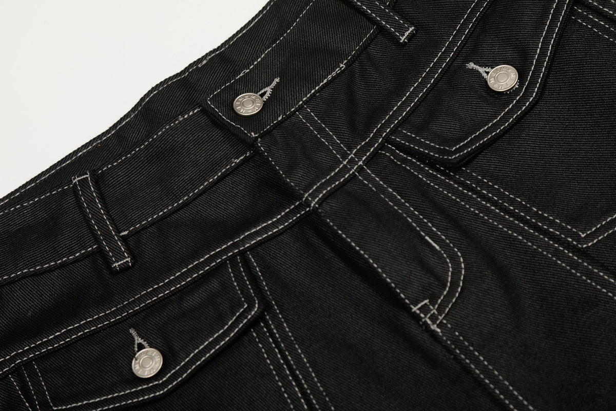 Pantalon large en jean à surpiqûres contrastantes Madxmarx