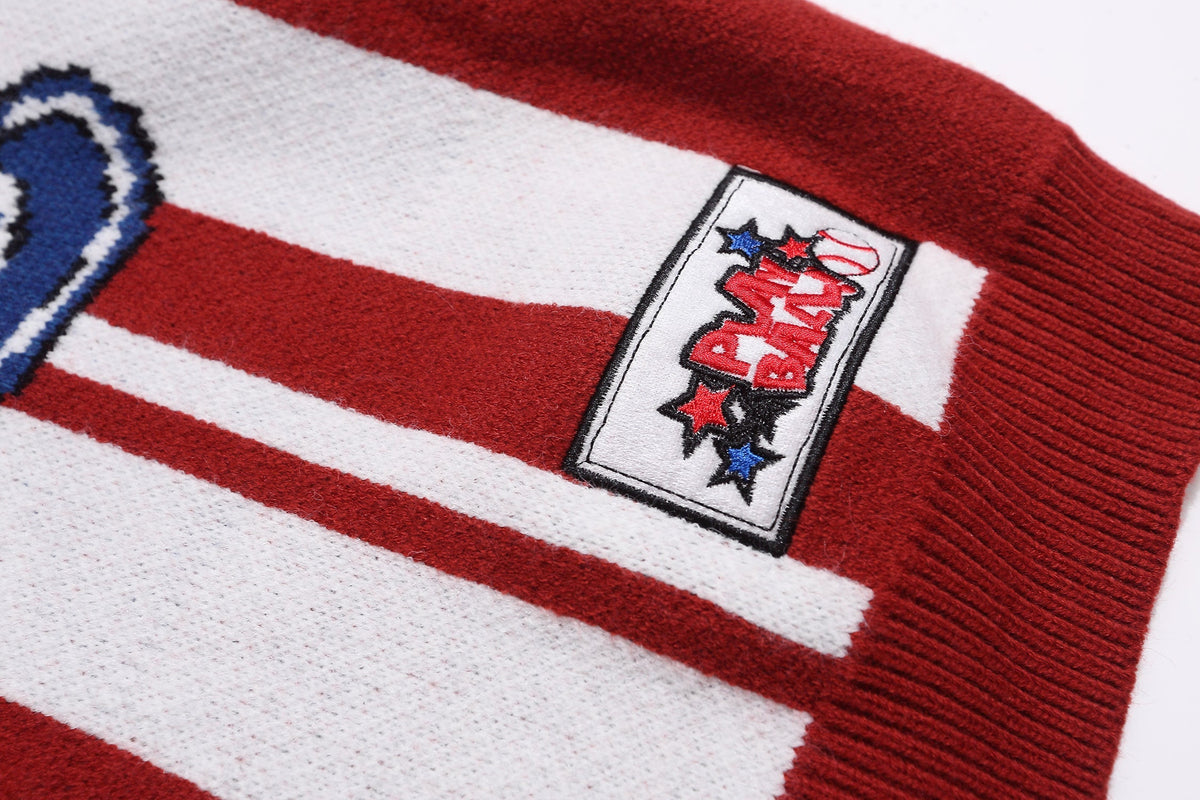 Madxmarx Retro Varsity Stripe Knit Sweater