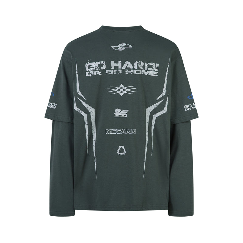 Madxmarx Layered Racing Graphic Long Sleeve Tee