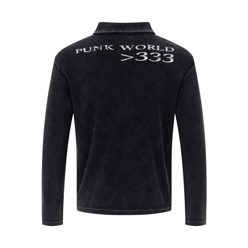 Madxmarx Washed Graphic Polo Long Sleeve