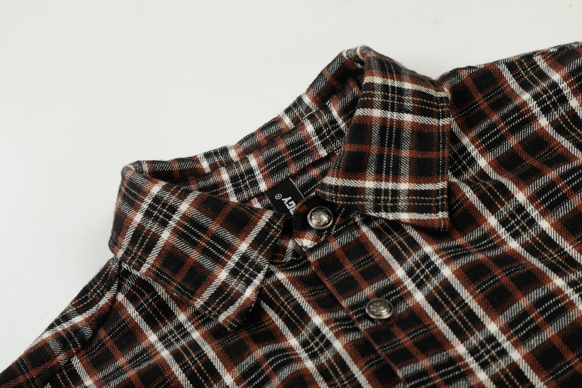 Madxmarx “Distressed Plaid Short Sleeve Shirt”