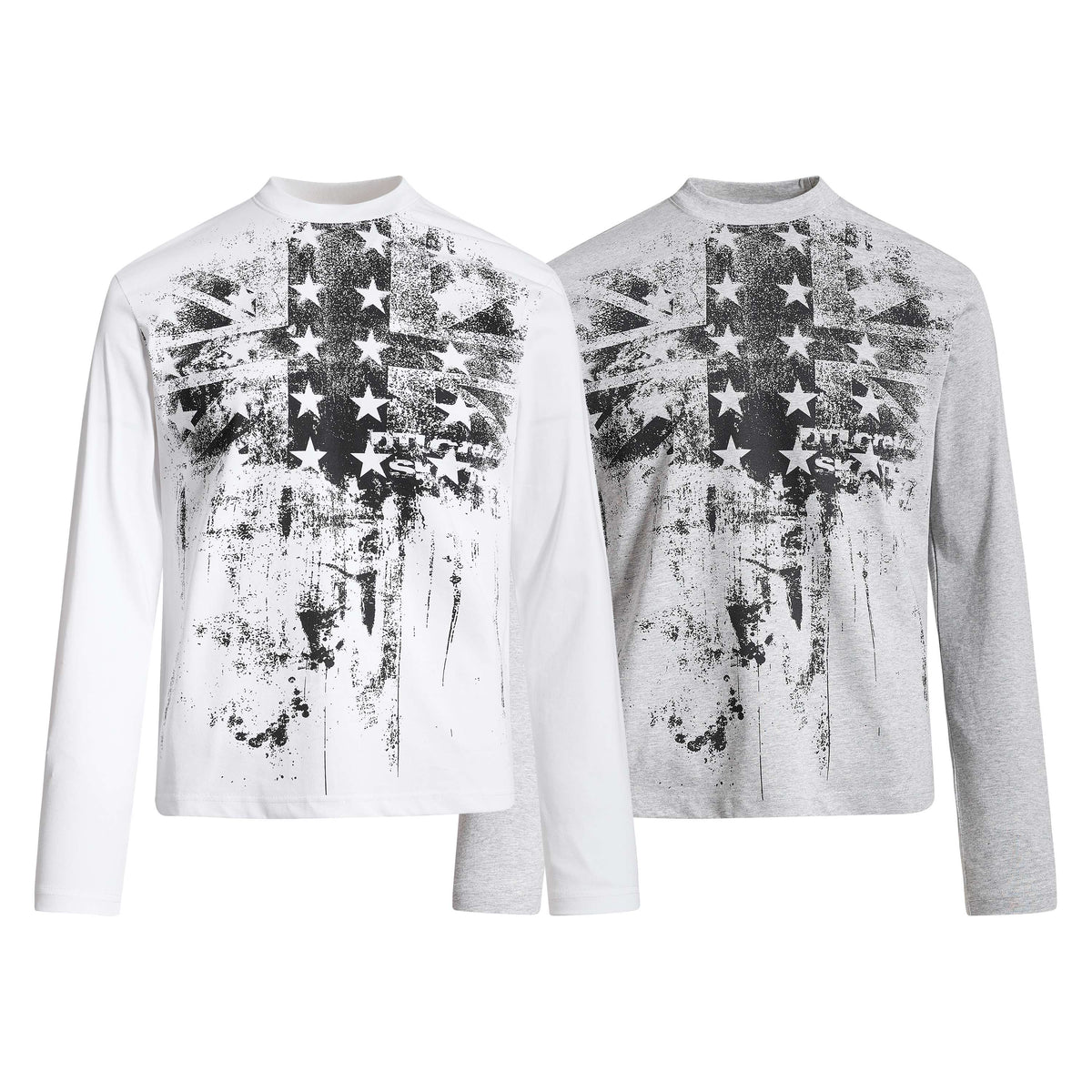 Madxmarx Distressed Star Graphic Long Sleeve Tee