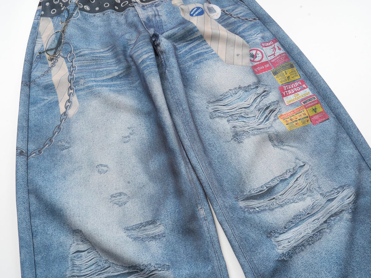 Pantalon en jean trompe-l'œil multicouche Madxmarx