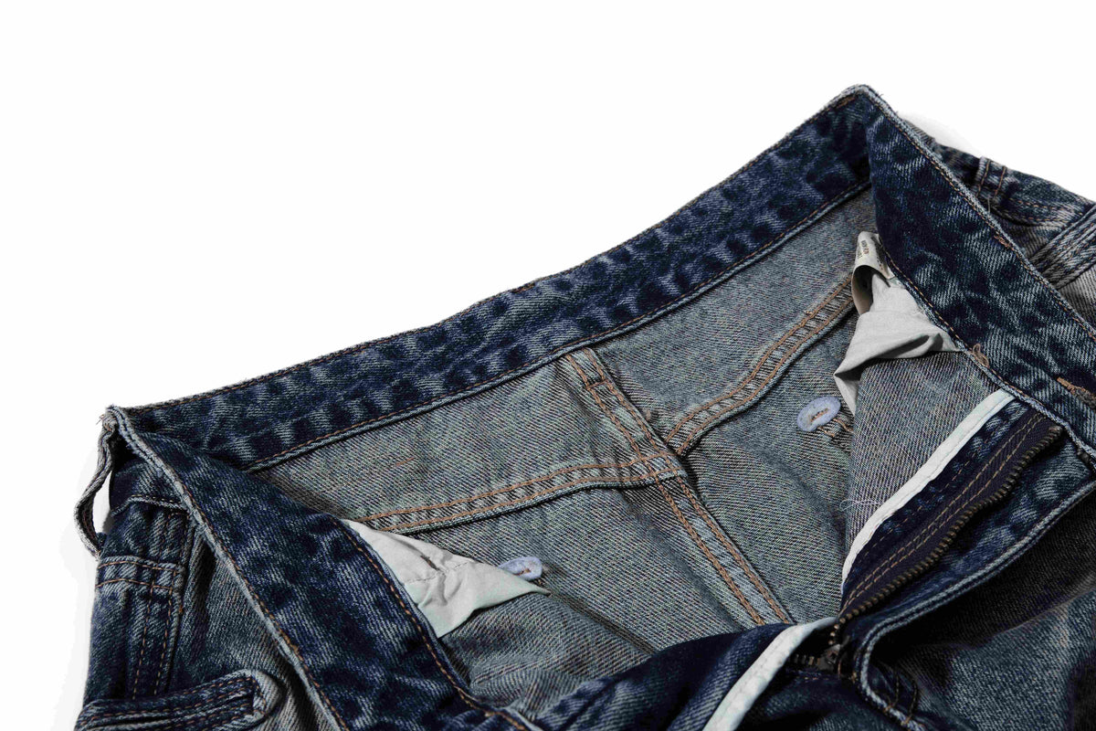 Madxmarx Washed Button-Detail Baggy Jeans