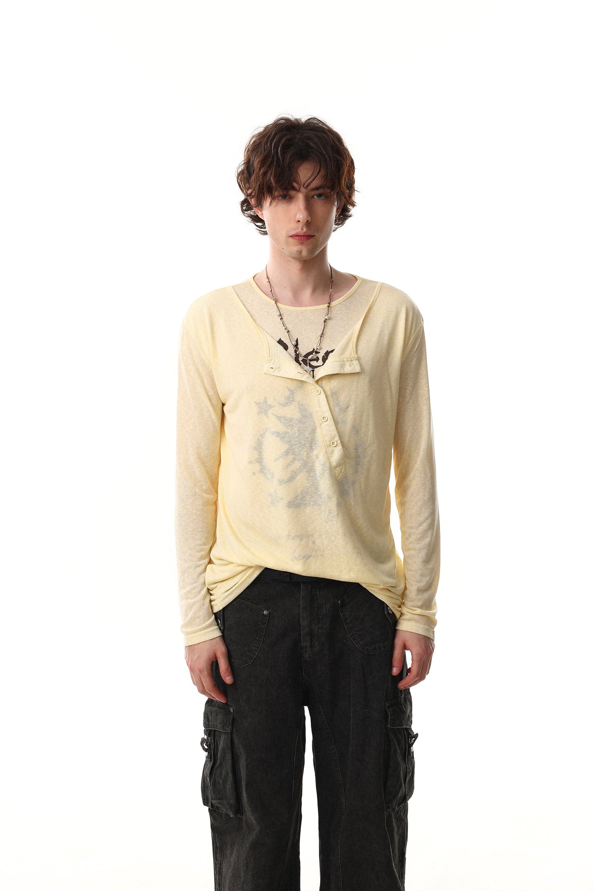 Madxmarx Graphic Long Sleeve Henley Tee