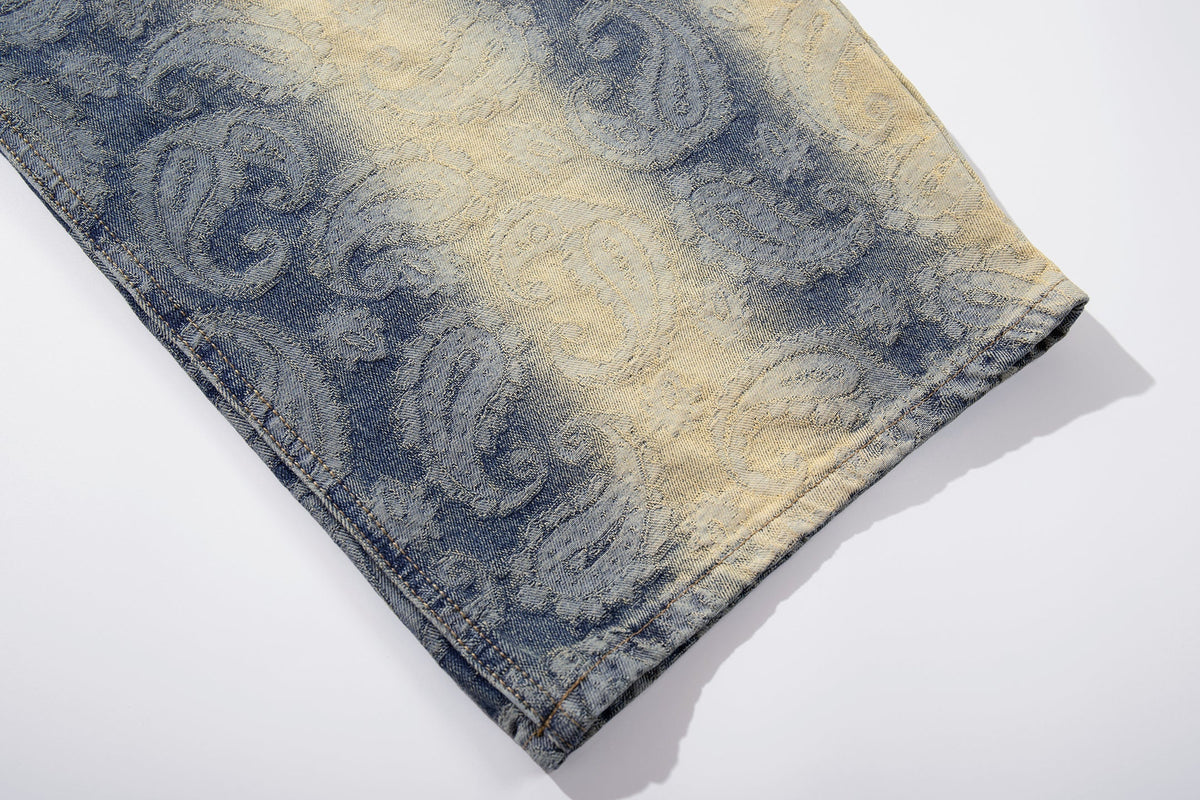 Madxmarx Paisley Spray-Fade Jeans mit weitem Bein