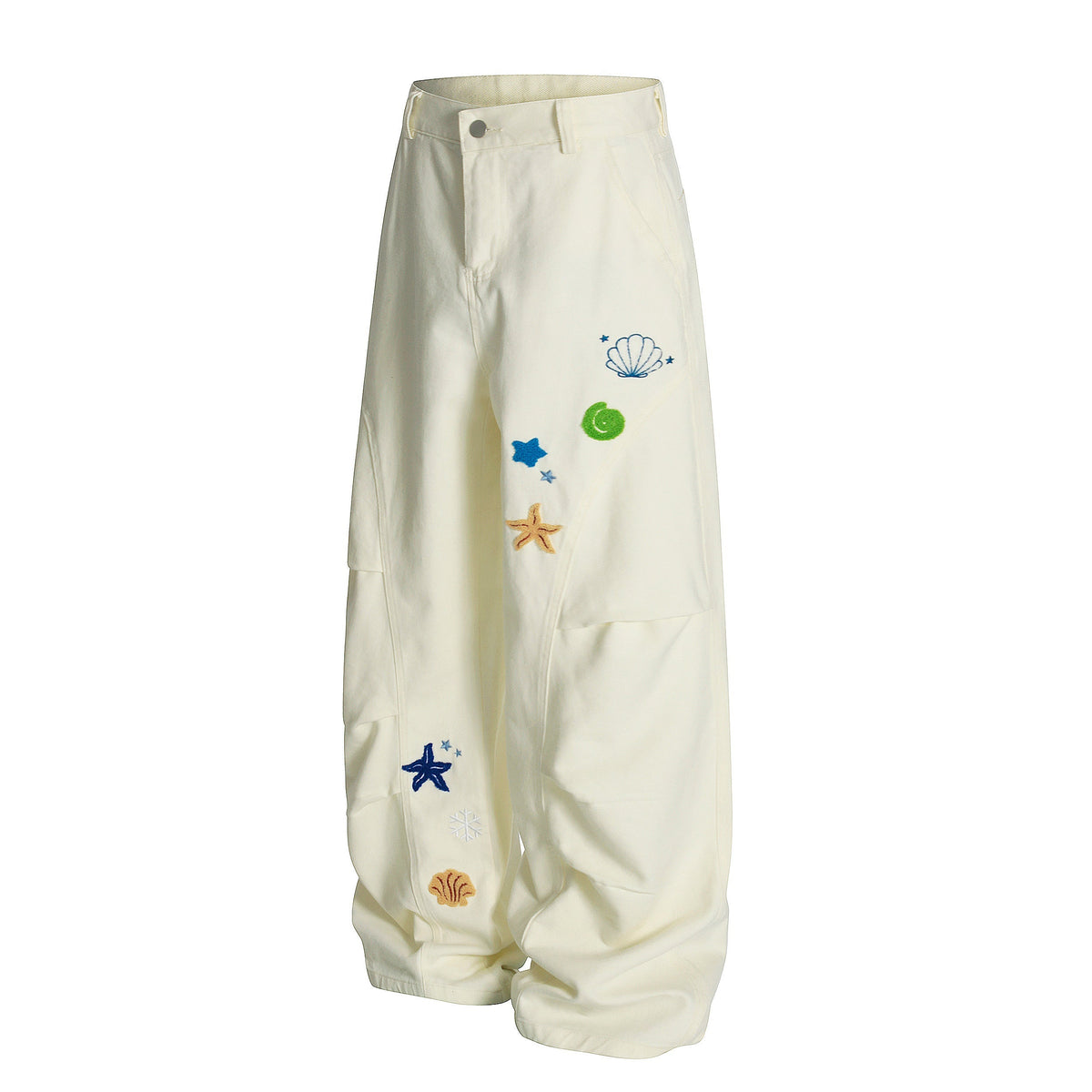 Madxmarx Sea Shell Embroidered Cargo Pants
