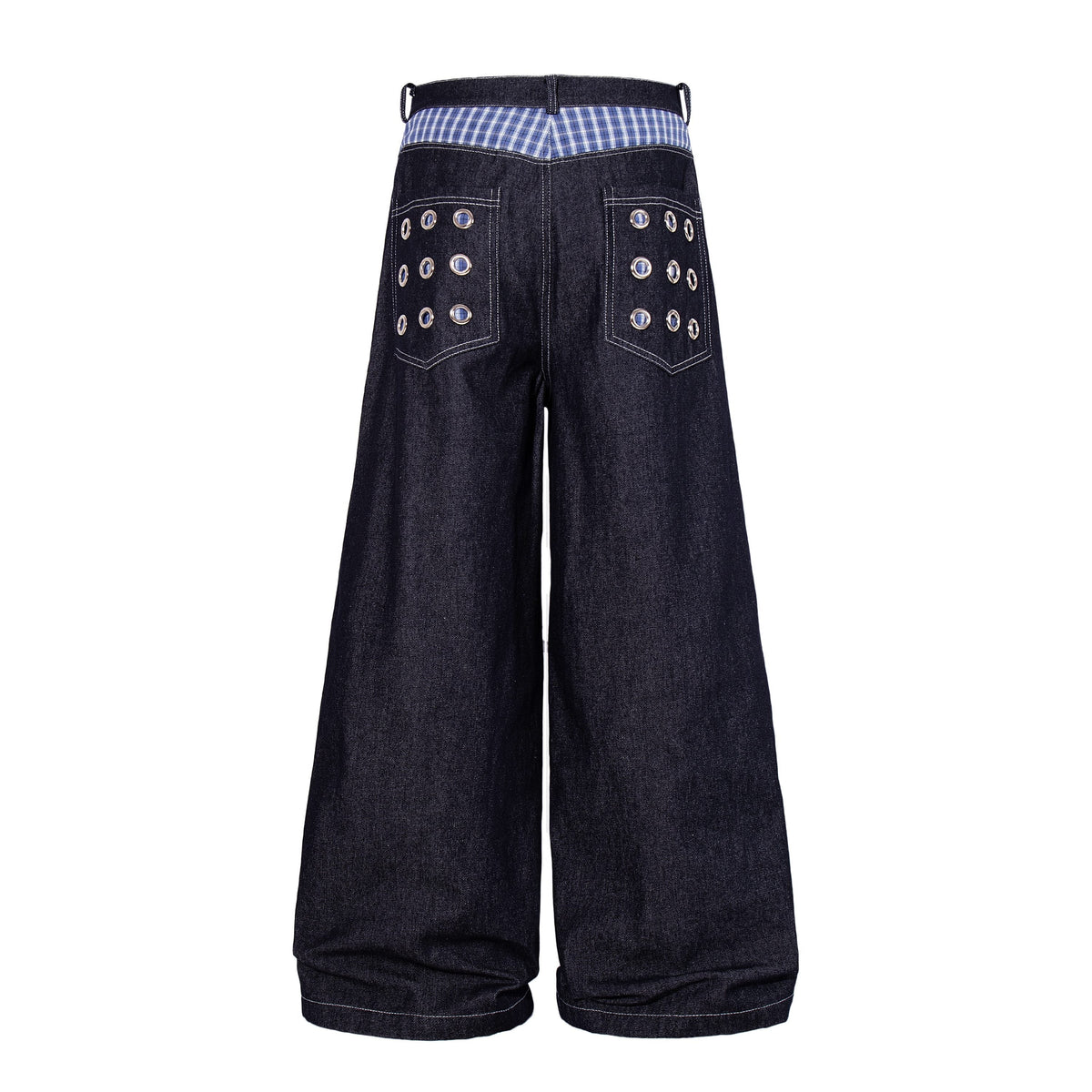 Madxmarx Raw Denim Eyelet Wide-Leg Jeans