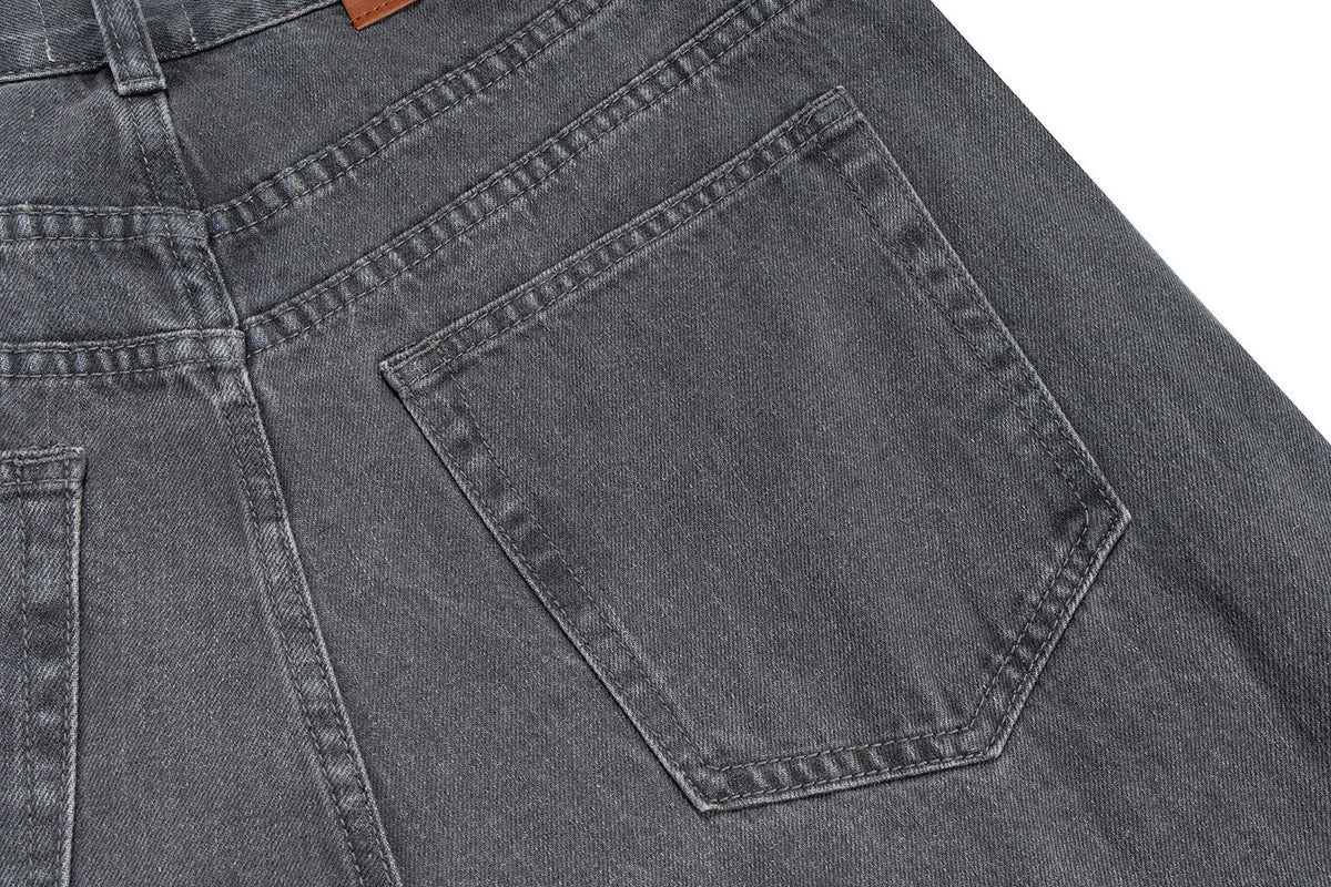 Madxmarx Button-Fly Washed Denim Pants