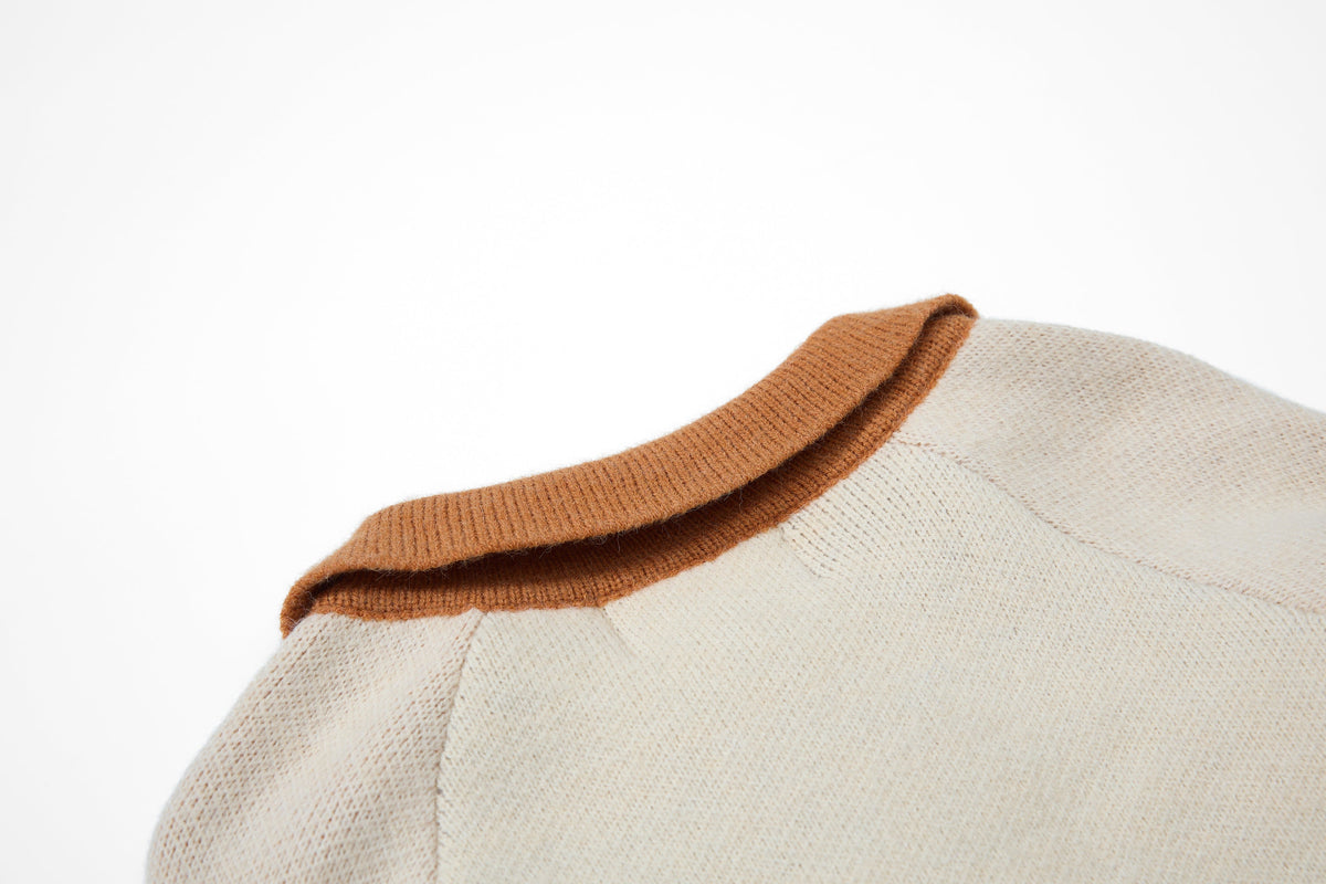 Madxmarx Retro Colorblock Zip-Collar Sweater