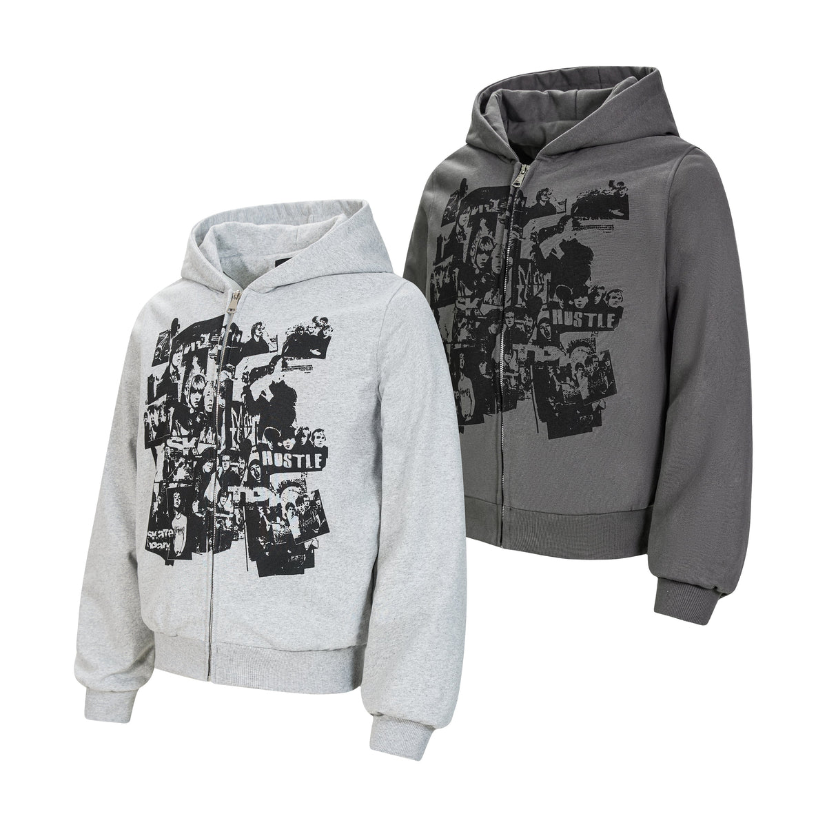 Madxmarx Retro Collage Print Zip Hoodie