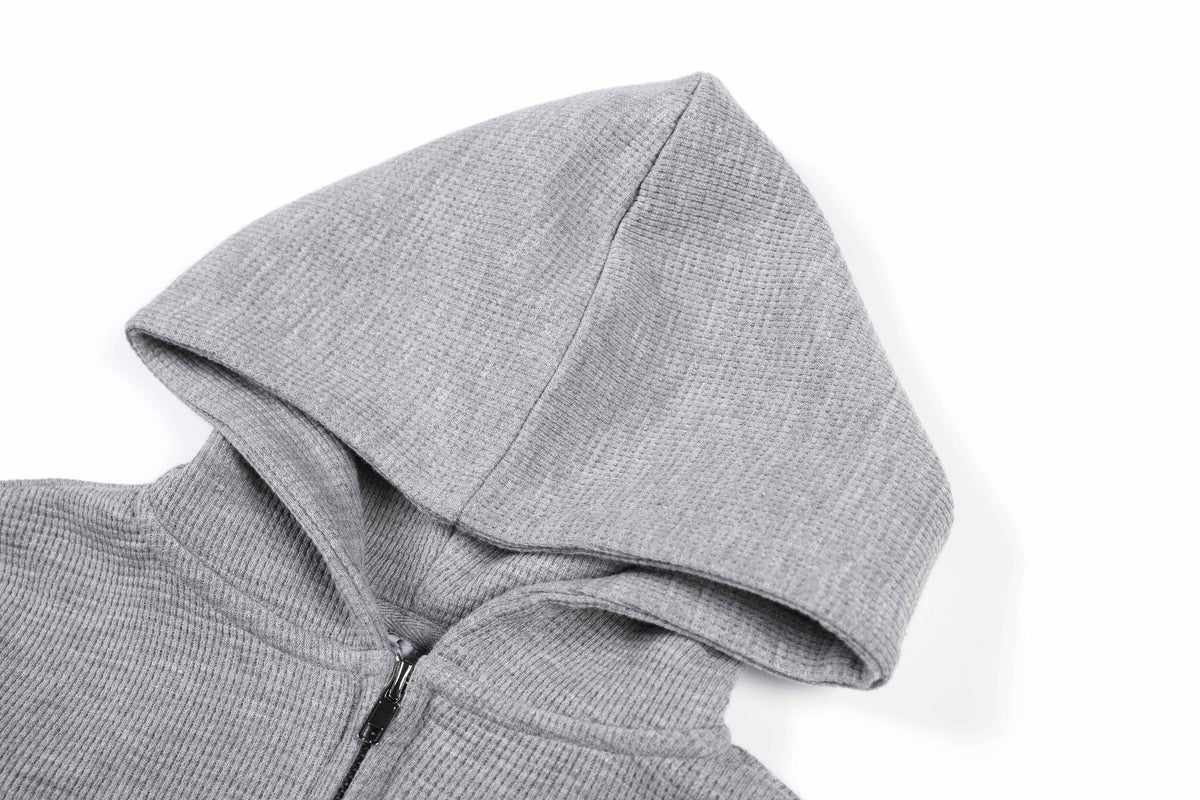 Madxmarx Waffle Knit Zip-Up Hoodie
