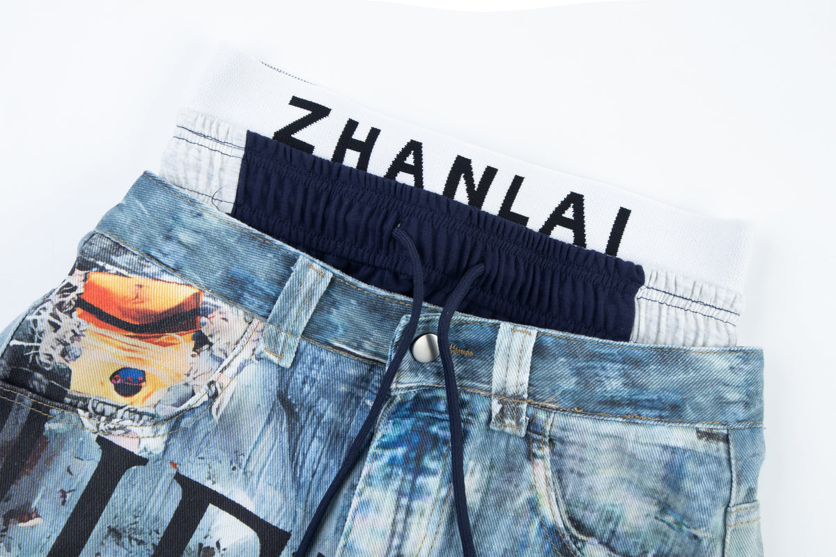 Calça Jeans com Estampa Madxmarx de Cintura Sobreposta
