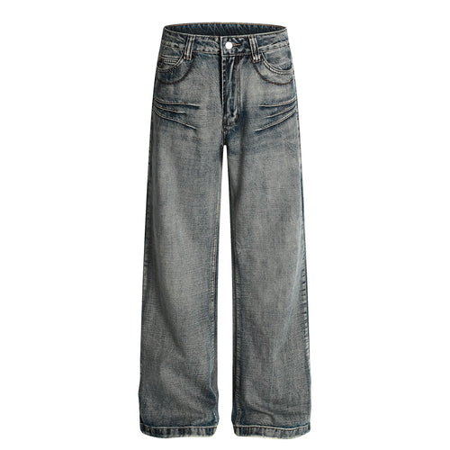 Madxmarx Retro Creased Denim Jeans - S / Blue