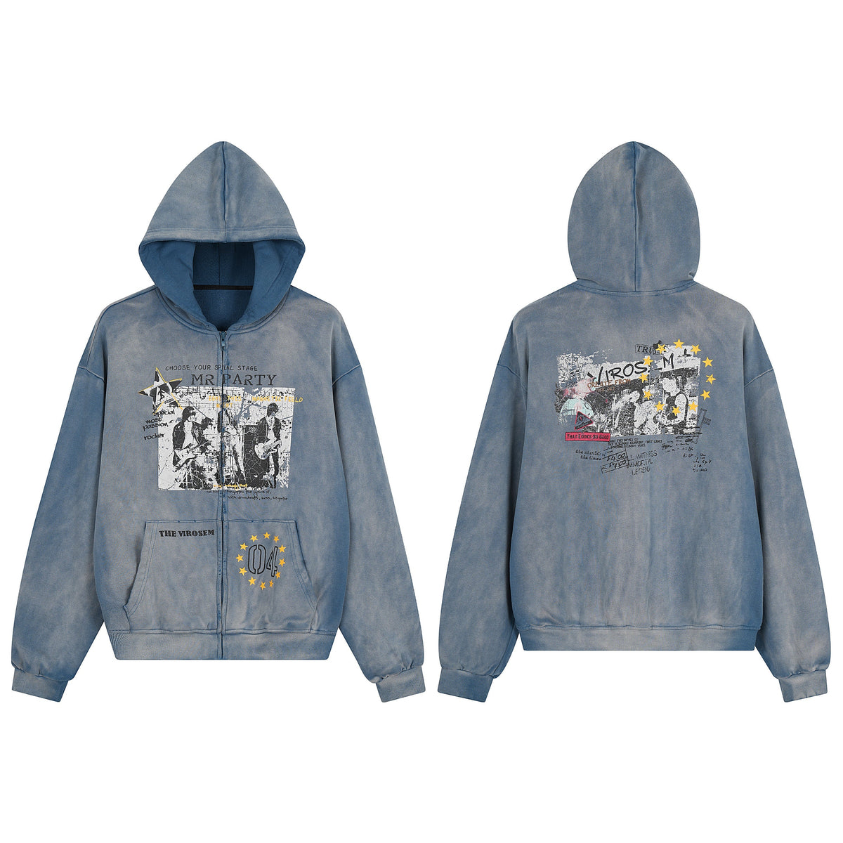Madxmarx Vintage Graphic Zip-Up Hoodie