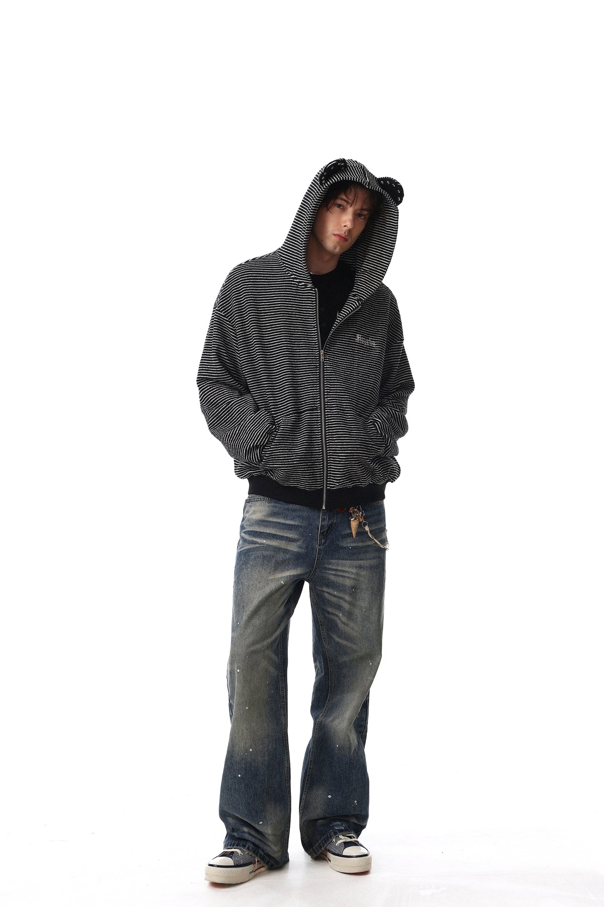 Madxmarx Striped Zip Hoodie
