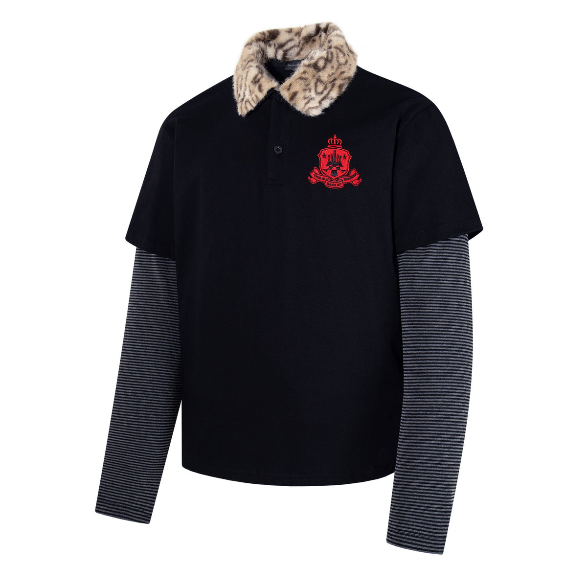 Madxmarx Fur Collar Layered Polo