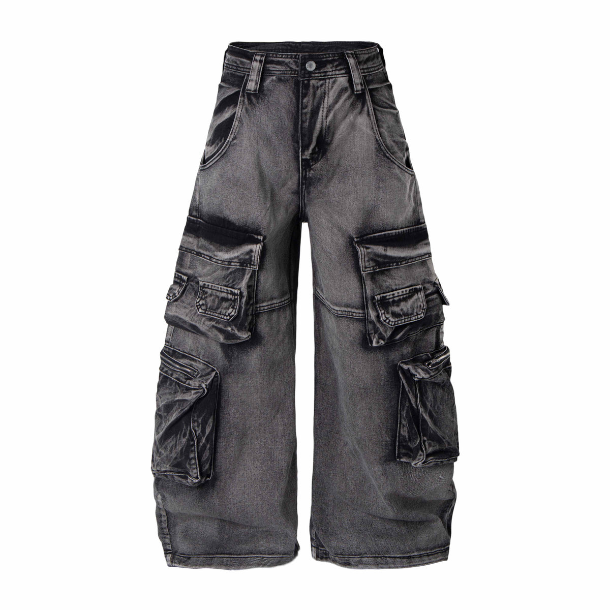 Madxmarx Multi-Pocket Washed Cargo Jeans