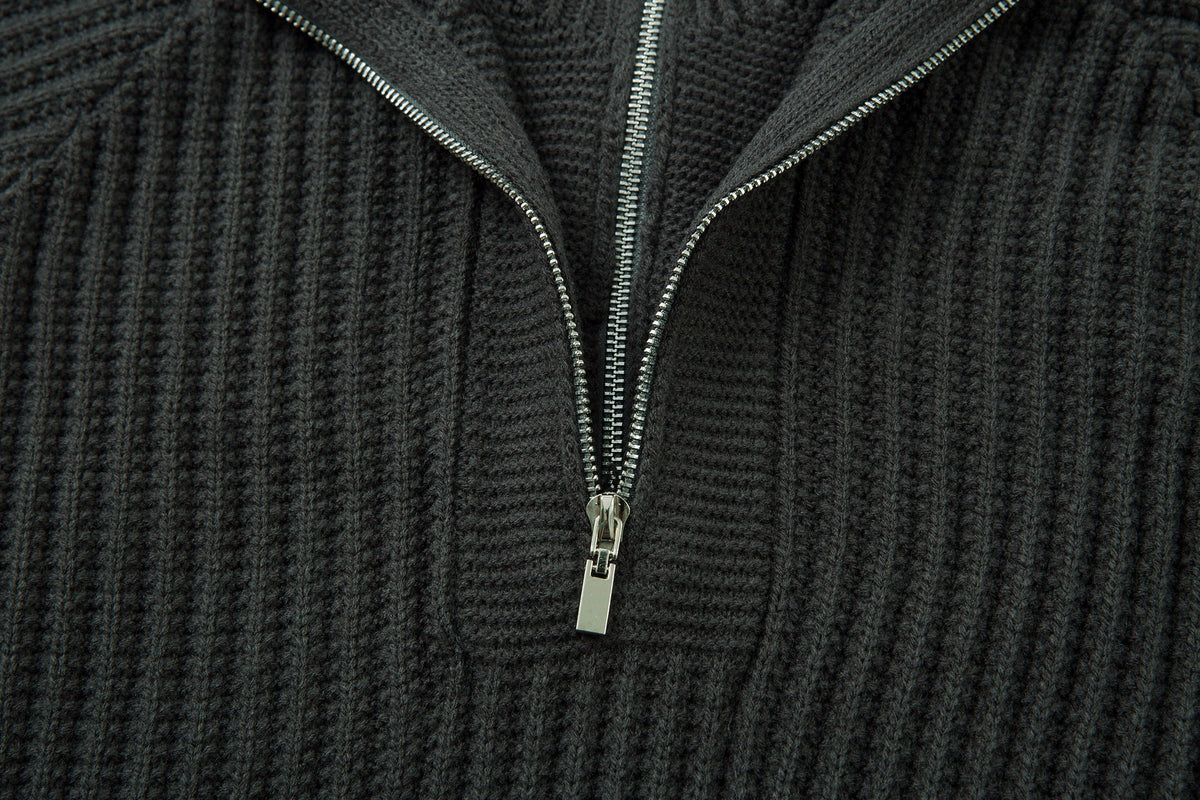 Madxmarx Minimalist Half-Zip Knit Sweater