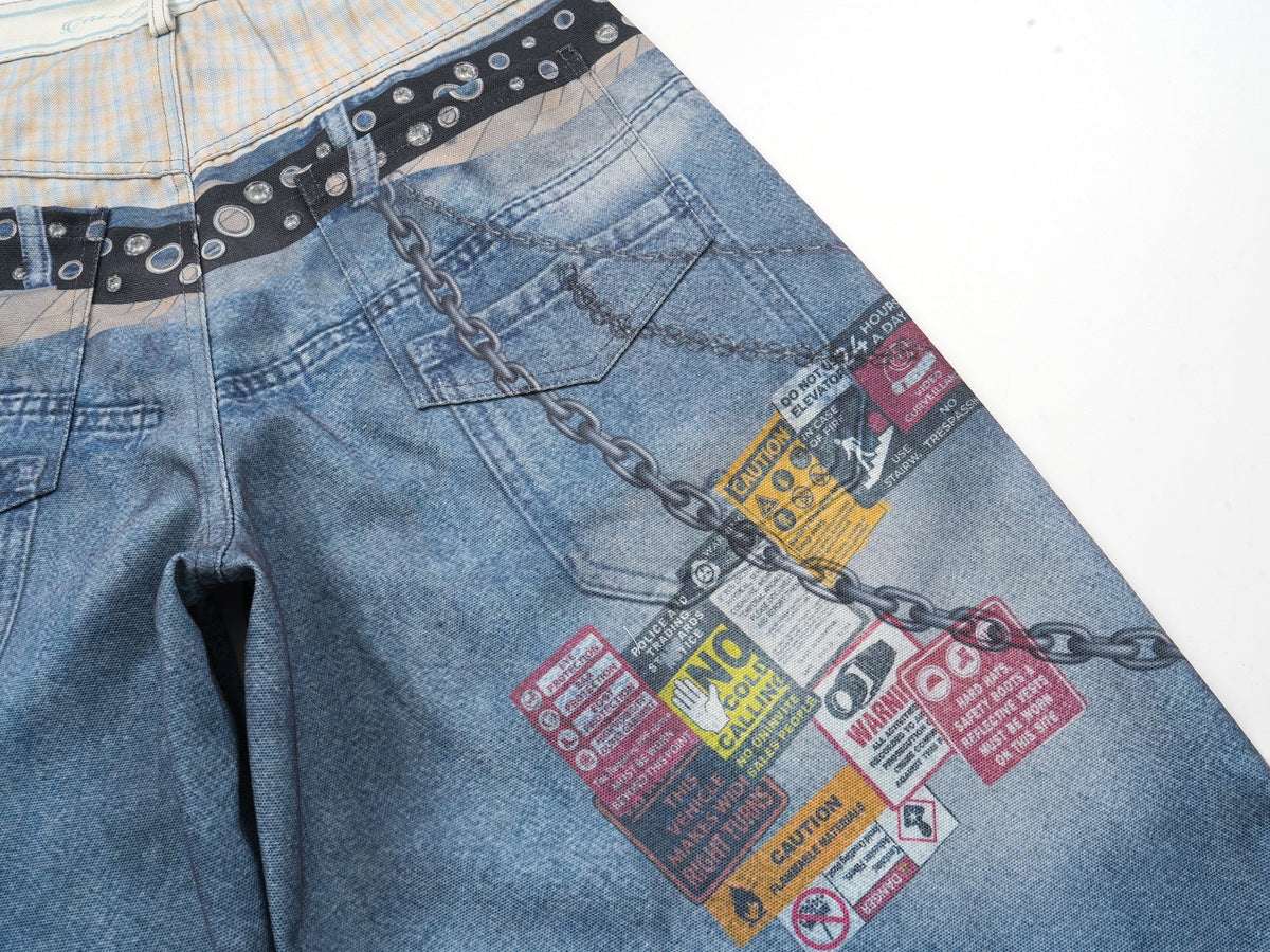Pantalon en jean trompe-l'œil multicouche Madxmarx