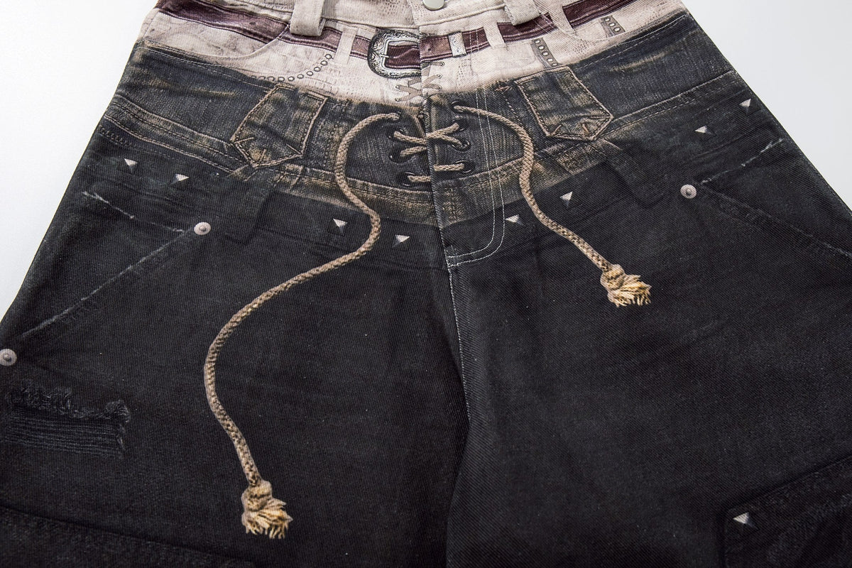 Madxmarx „Layered Distress Patch Denim Pants“