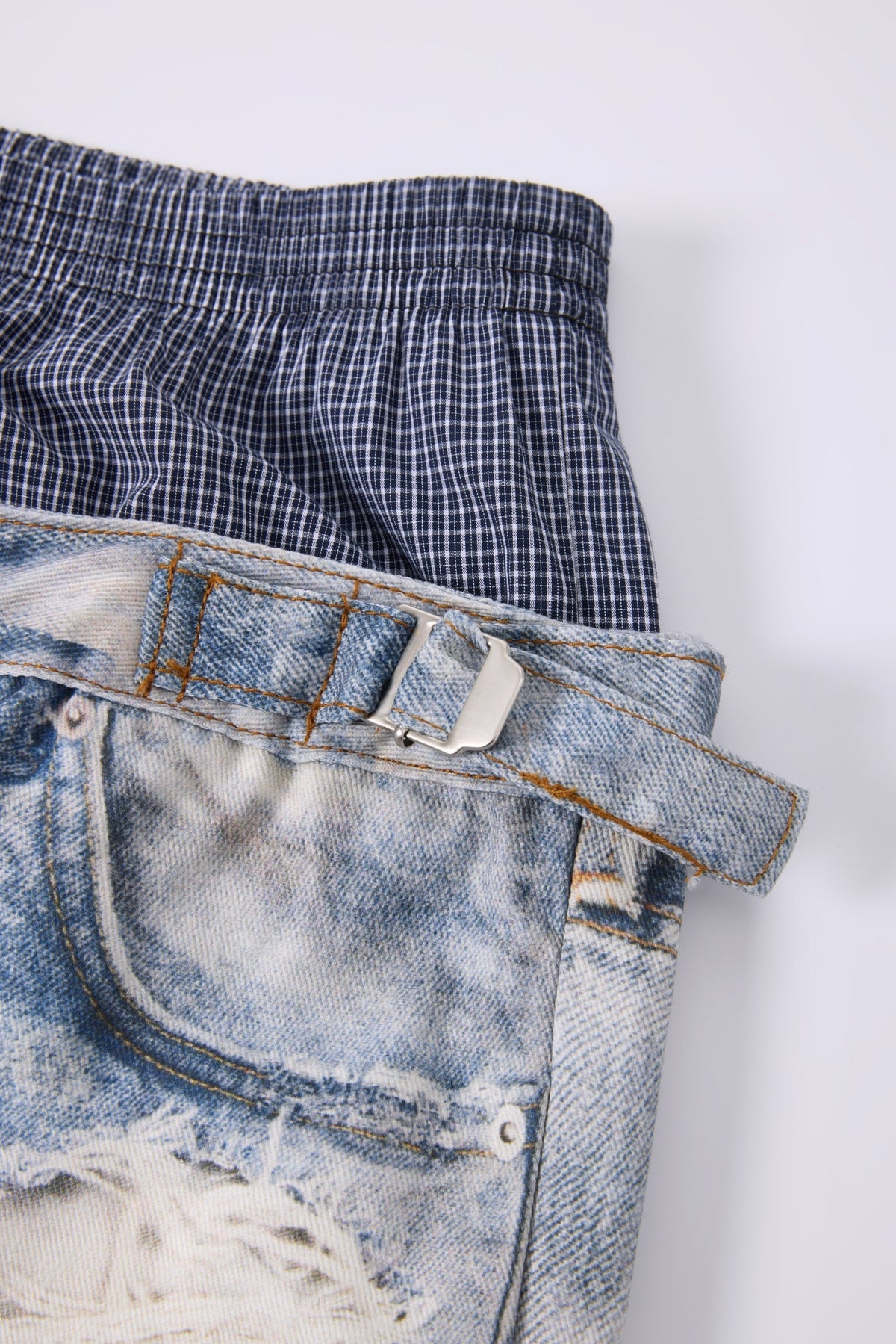 Madxmarx Layered Waist Distressed Jeans