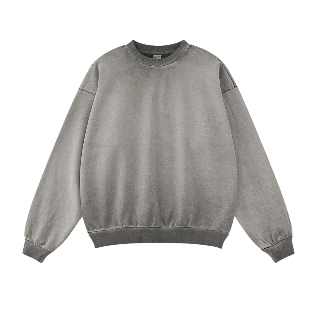 Washed Basic Round Neck Sweatshirt