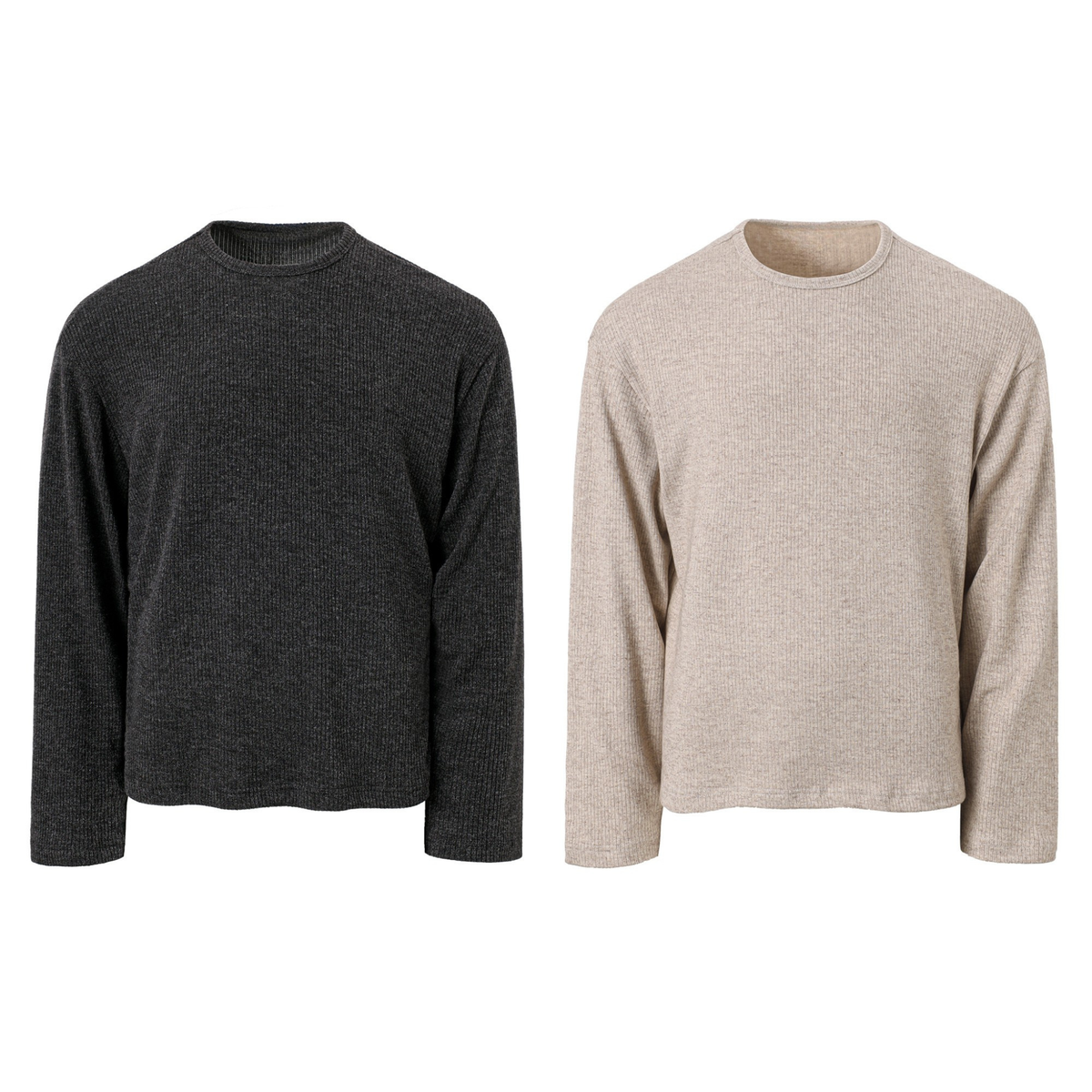 Madxmarx Ribbed Texture Long-Sleeve Tee
