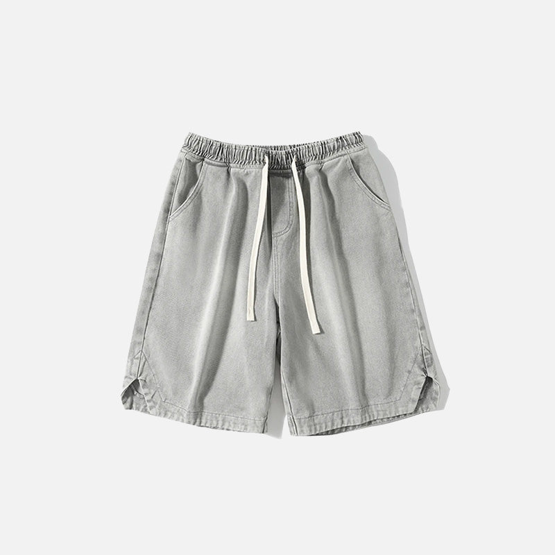 Washed Sports Denim Shorts