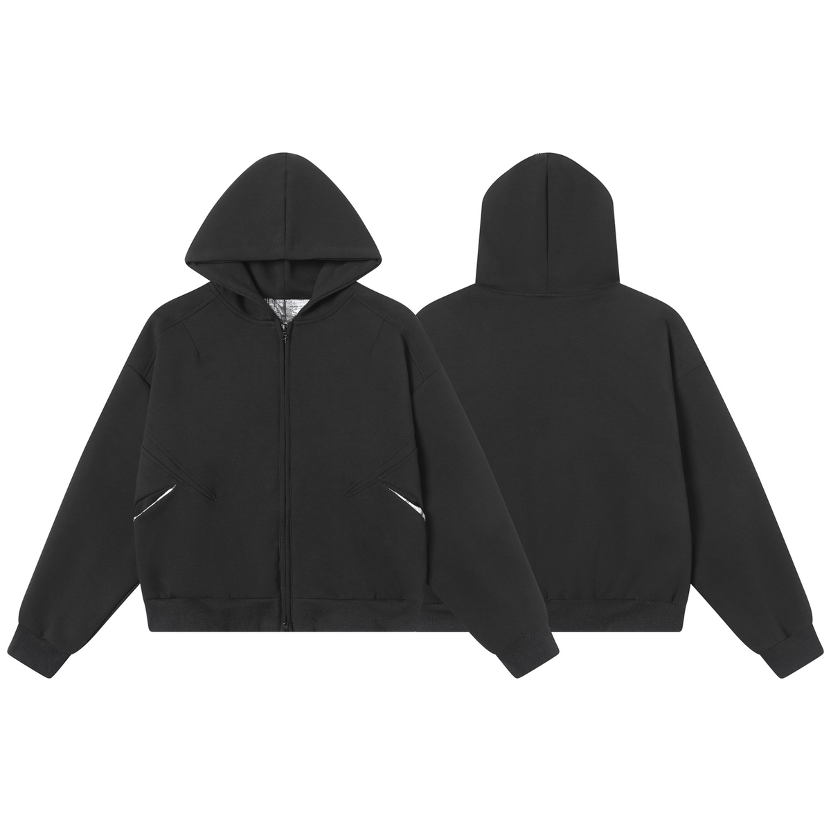Madxmarx Structured Panel Zip-Up Hoodie